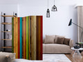 Wooden Rainbow Stripes 3-Panel Room Divider