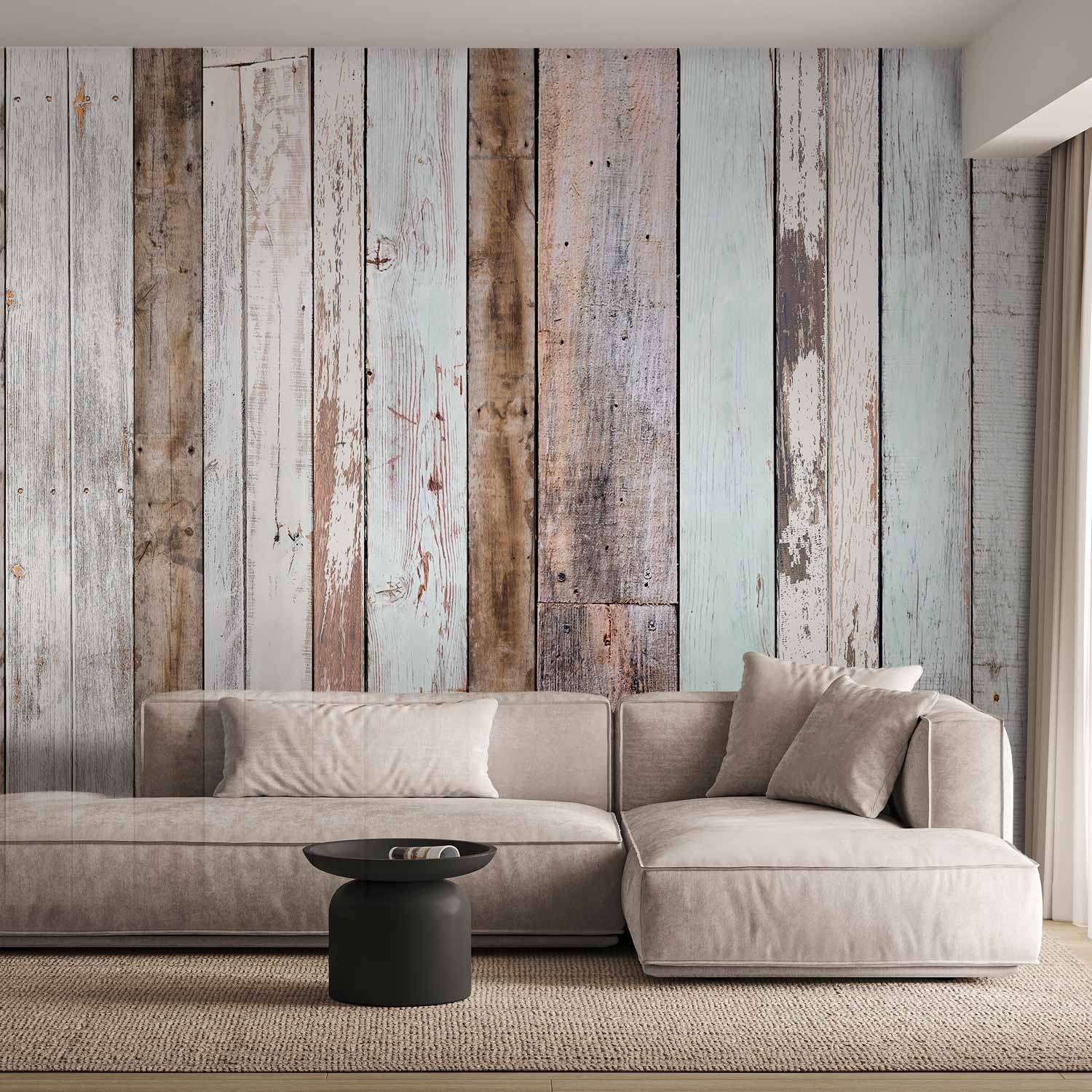 Multi-colored Wooden Boards Vintage Wall Mural