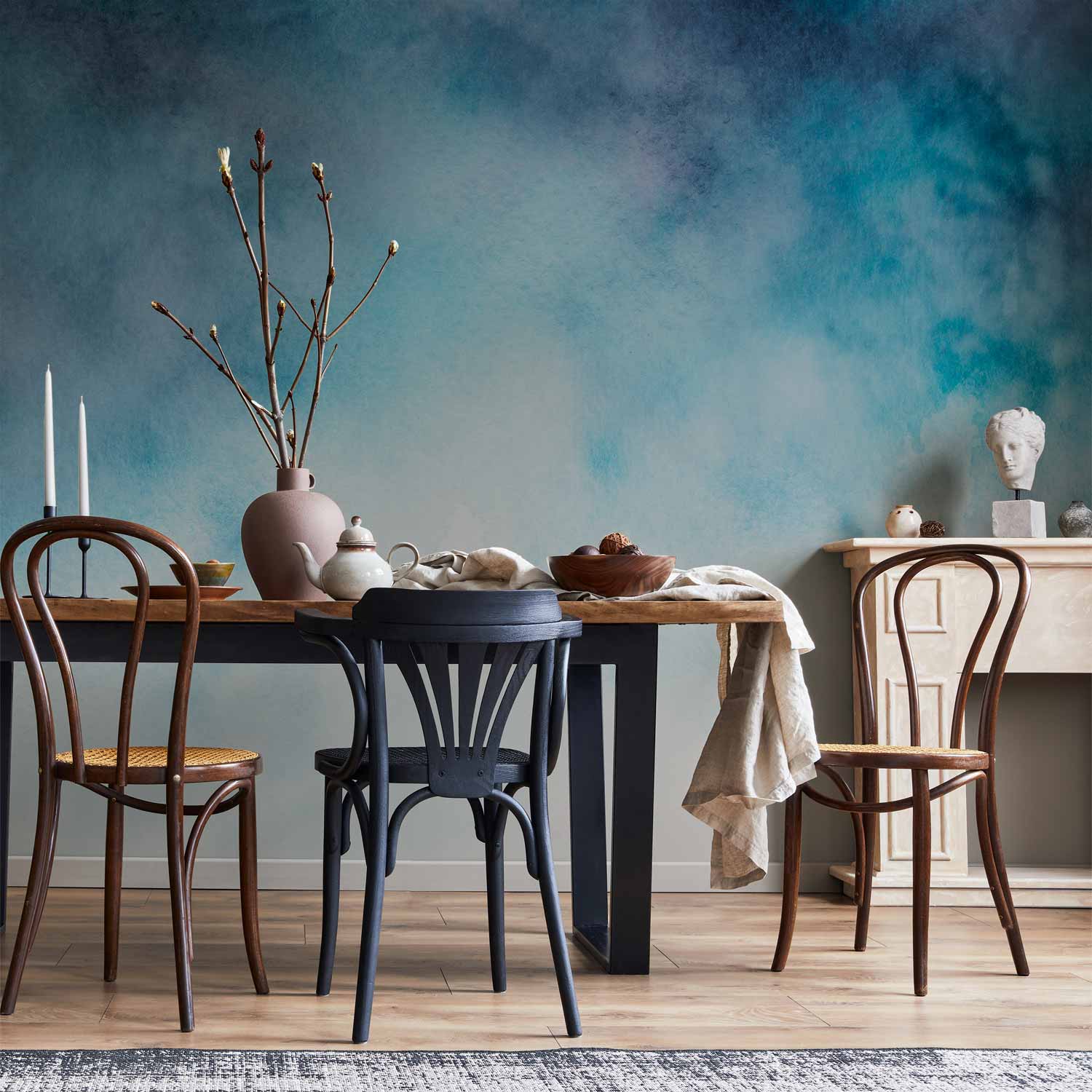 Cobalt Cloud Texture Abstract Wall Mural