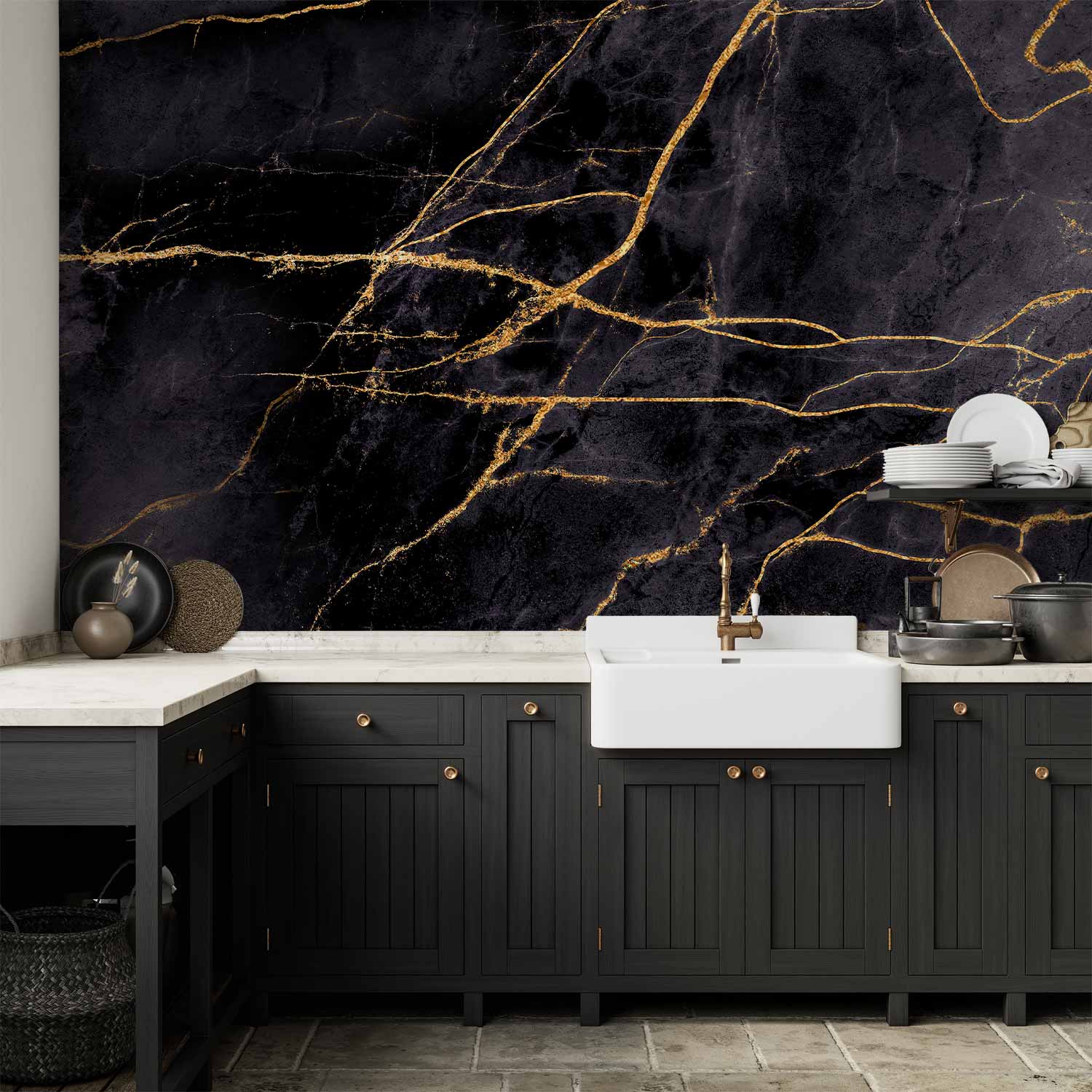 Golden Marble Texture Wall Mural