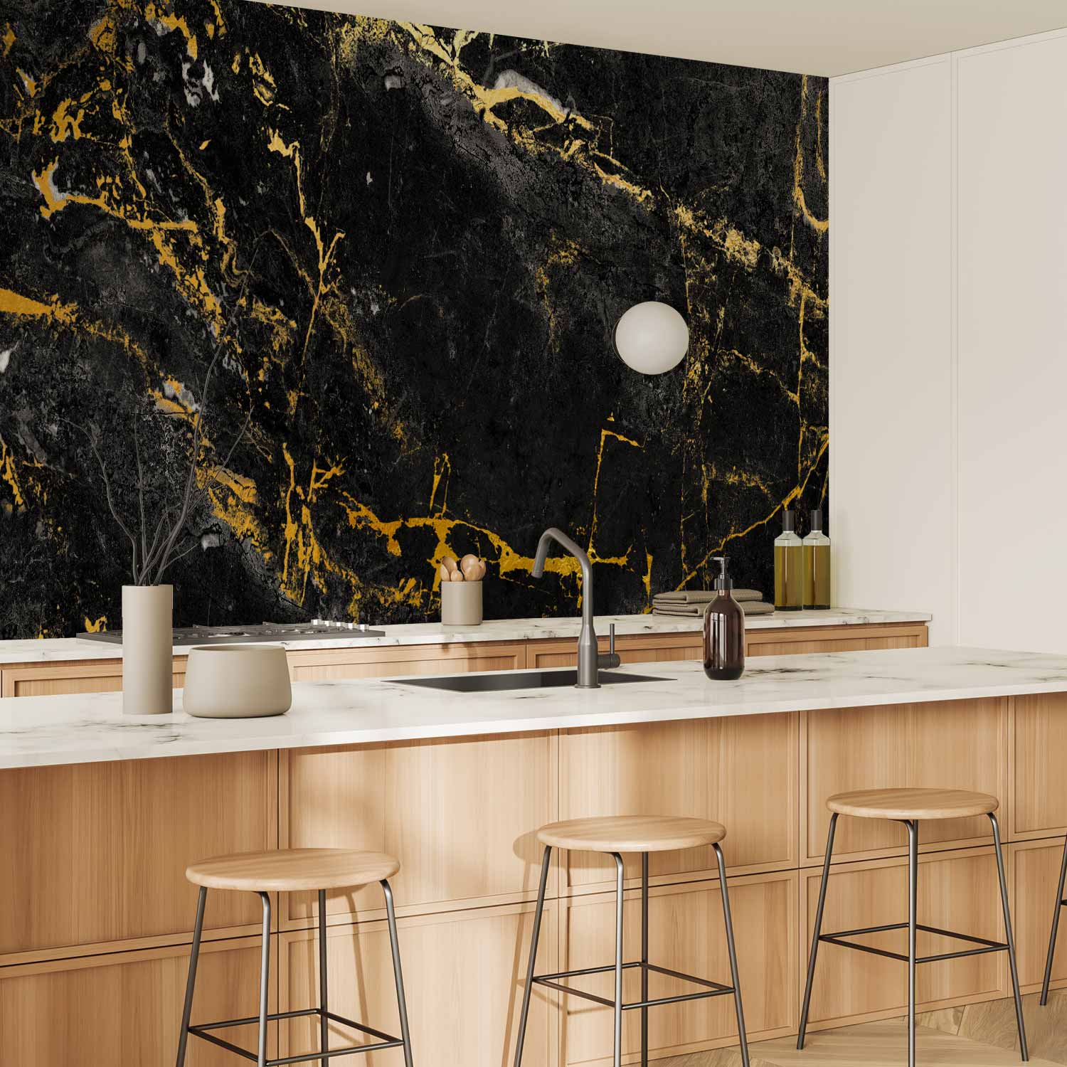 Black Marble Texture Modern Wall Mural