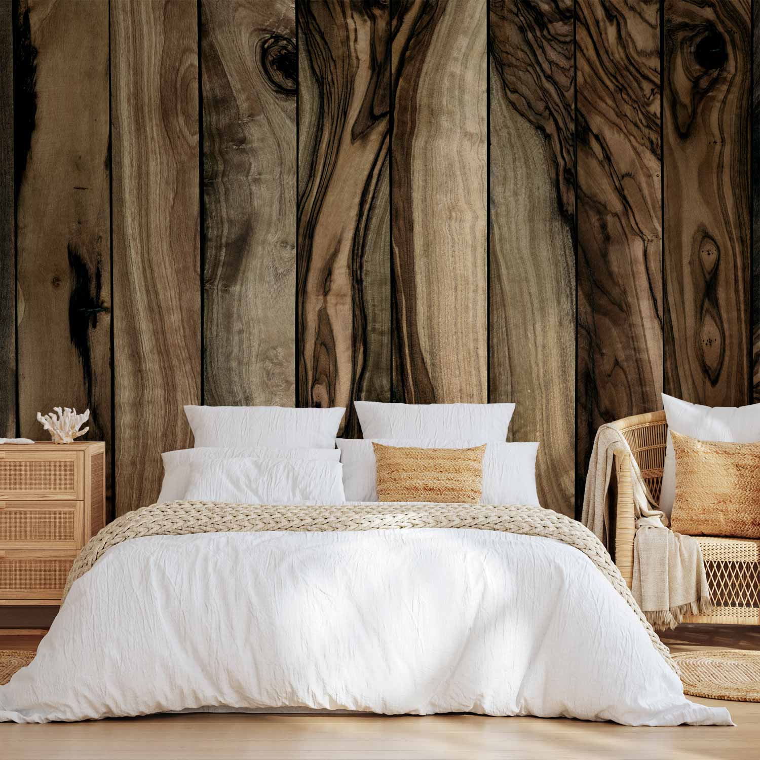 Vintage Olive Wood Boards Wall Mural