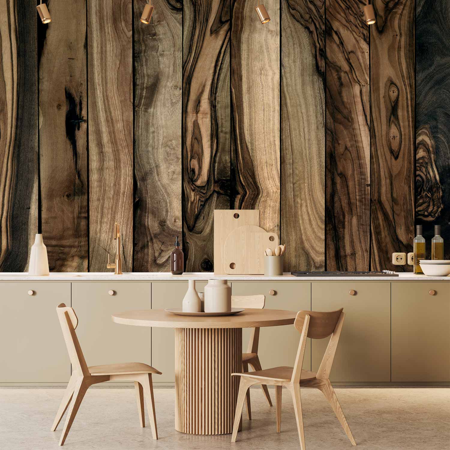 Vintage Olive Wood Boards Wall Mural