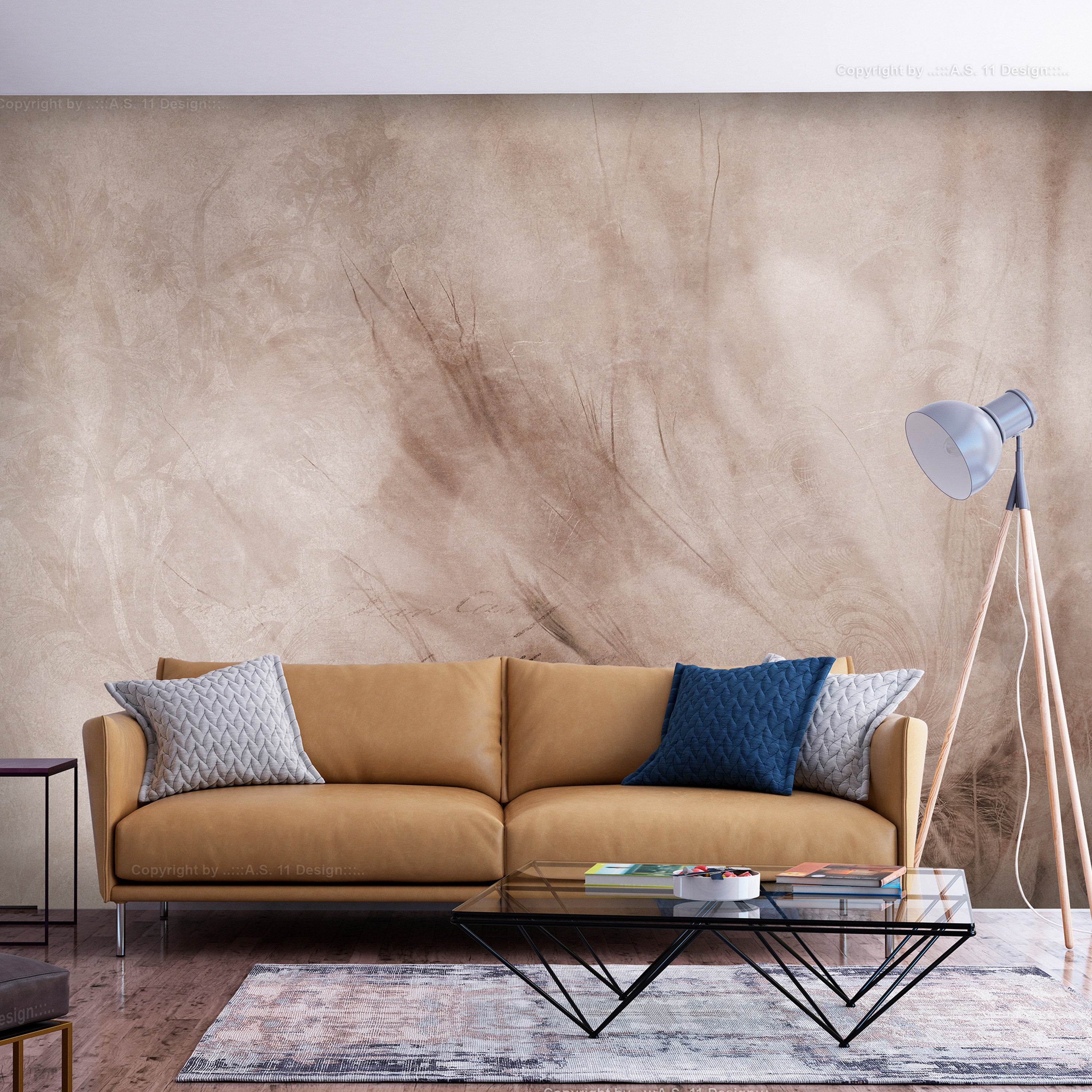 Wall Mural - Abstract Scandi Boho with Floral Letters