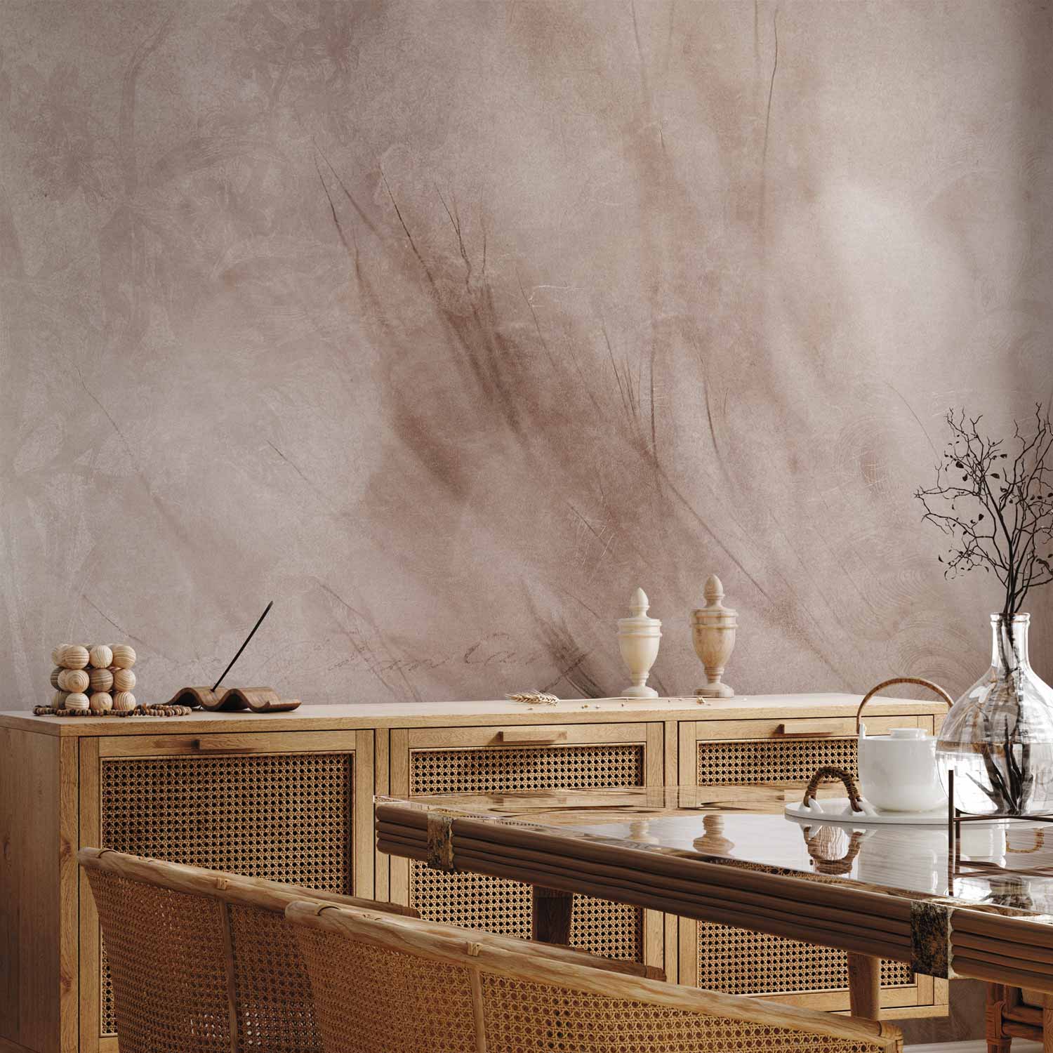 Abstract Scandi Boho Lettering Floral Wall Mural