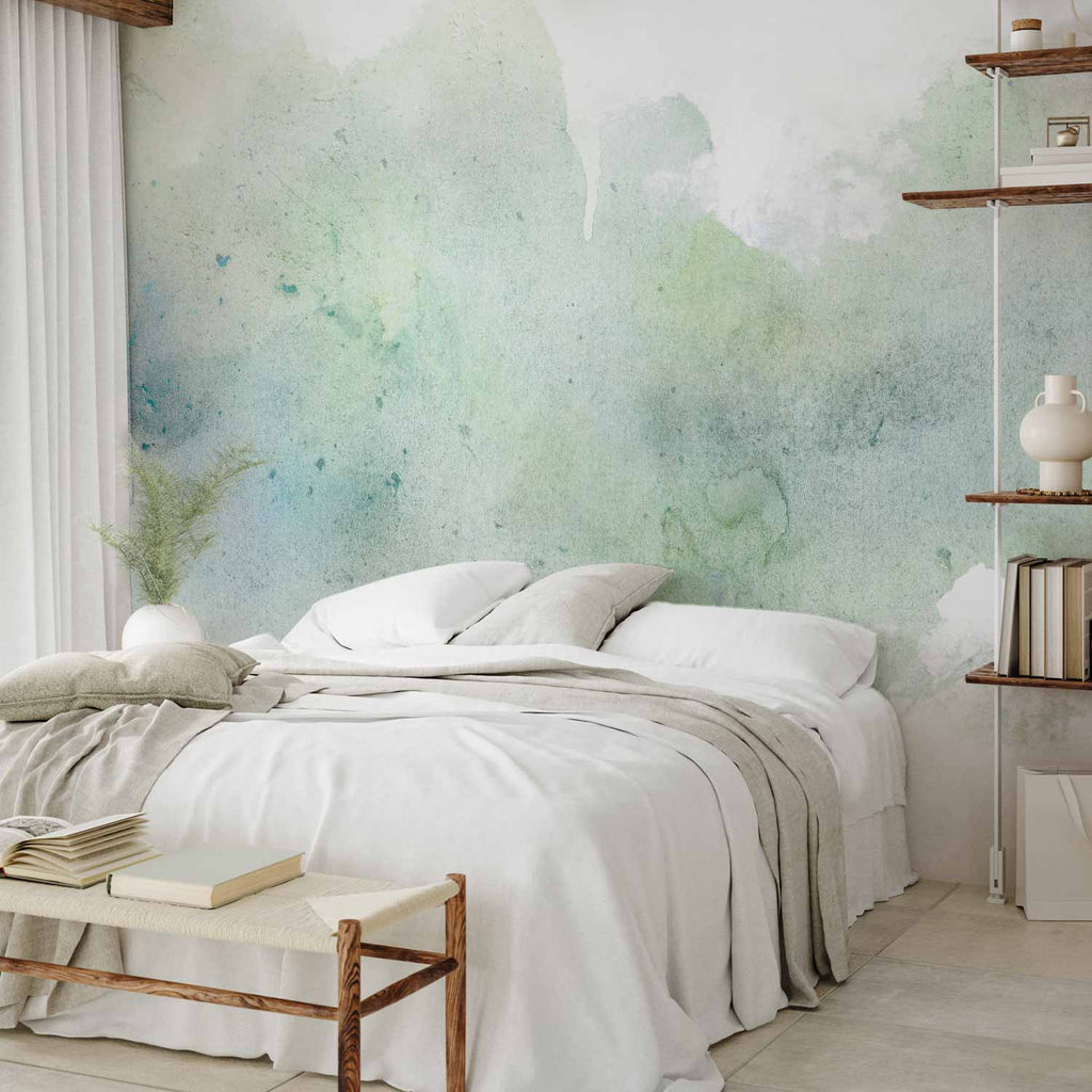 Pastel Mint Watercolour Abstract Wall Mural