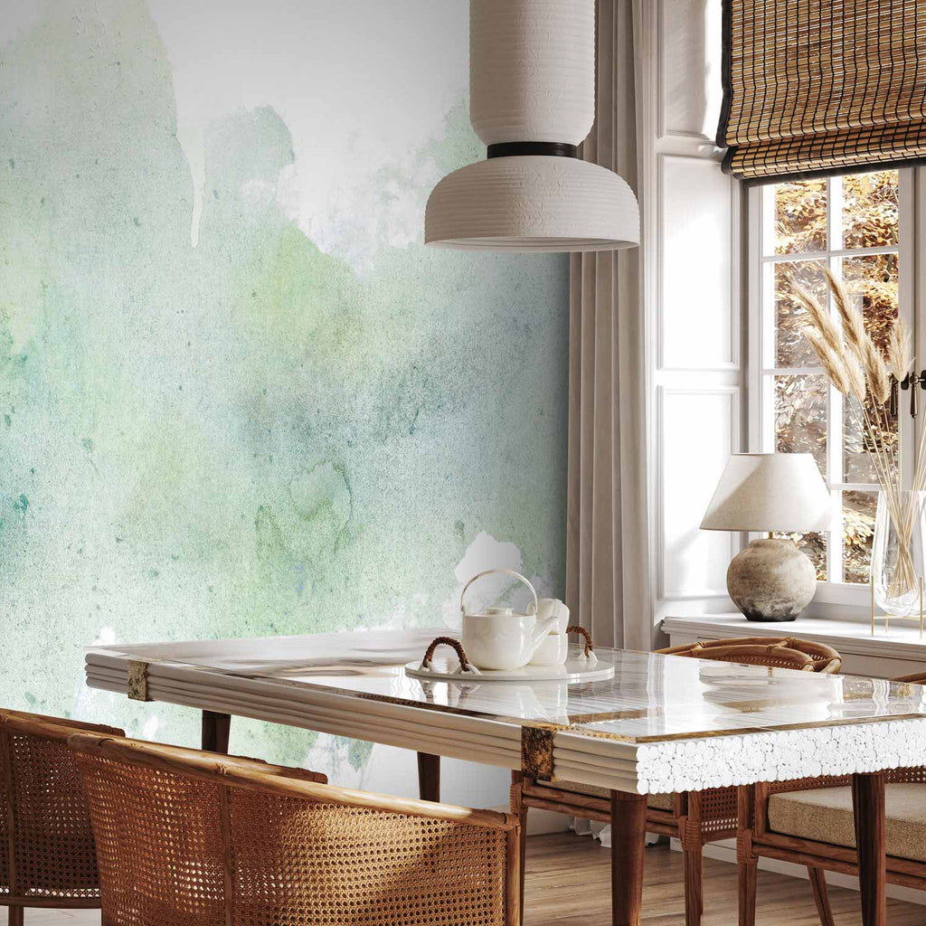 Pastel Mint Watercolour Abstract Wall Mural