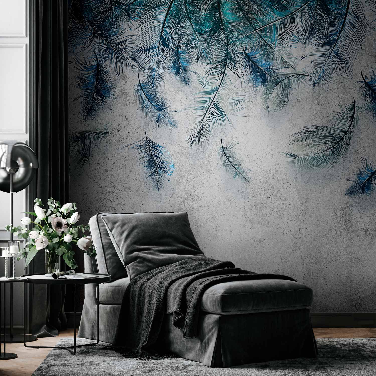 Sapphire Leaf Texture Wall Mural