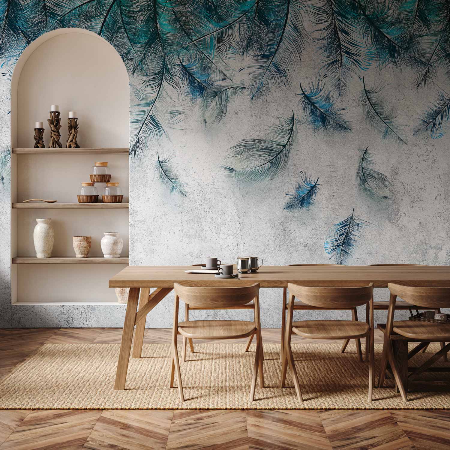 Sapphire Leaf Texture Wall Mural