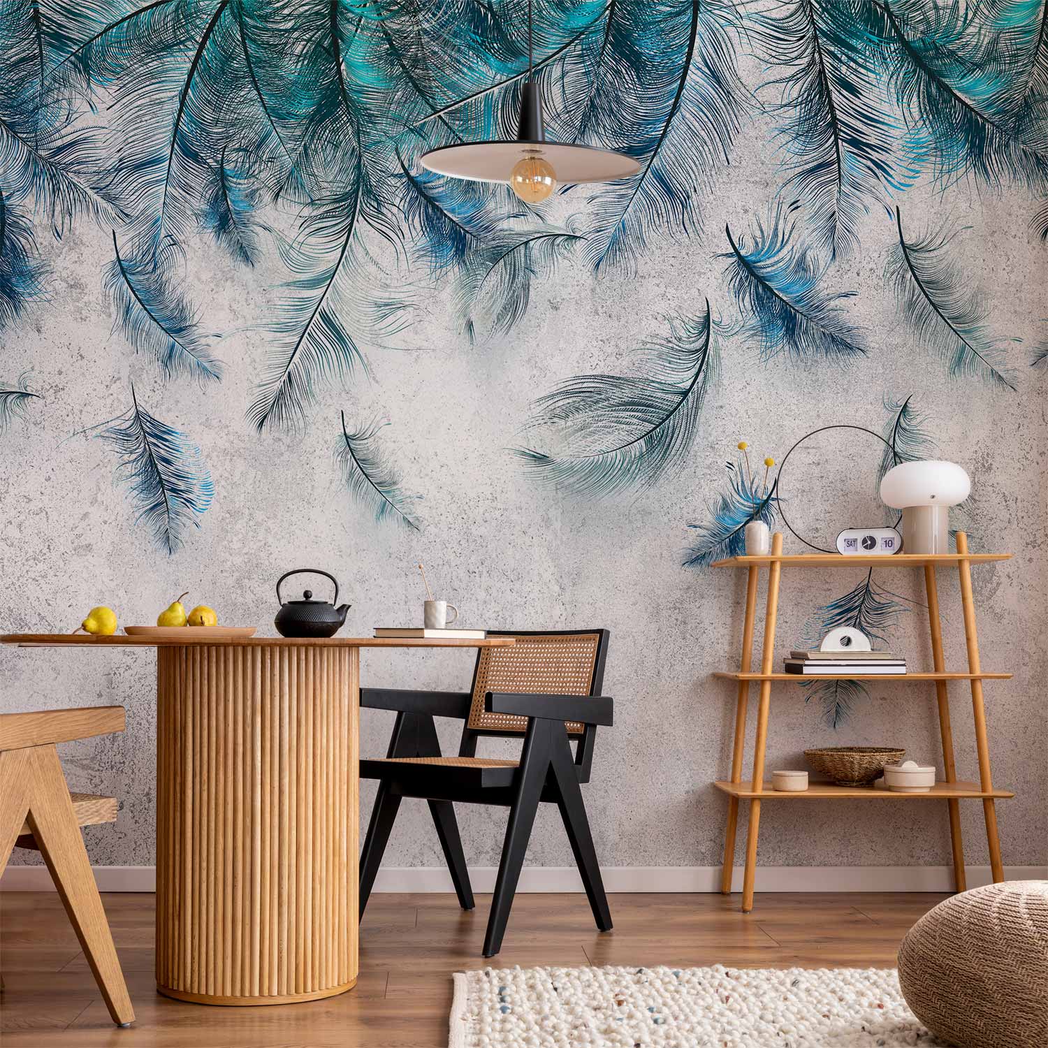 Sapphire Leaf Texture Wall Mural