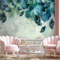 Emerald Feather Pattern Nature Wall Mural