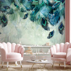 Emerald Feather Pattern Nature Wall Mural