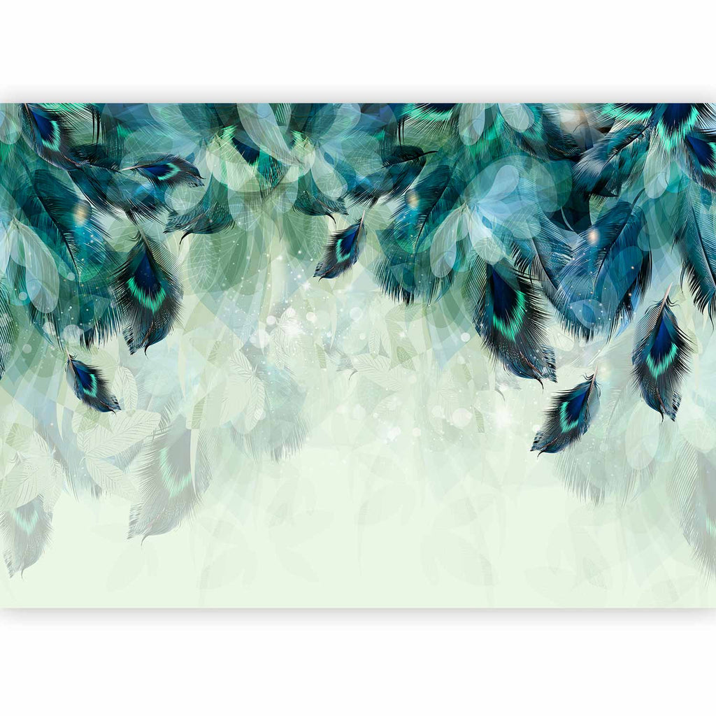 Emerald Feather Pattern Nature Wall Mural