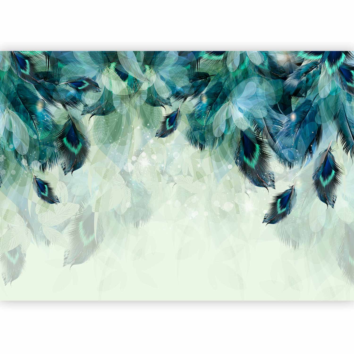 Emerald Feather Pattern Nature Wall Mural