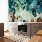 Emerald Feather Pattern Nature Wall Mural