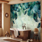 Emerald Feather Pattern Nature Wall Mural
