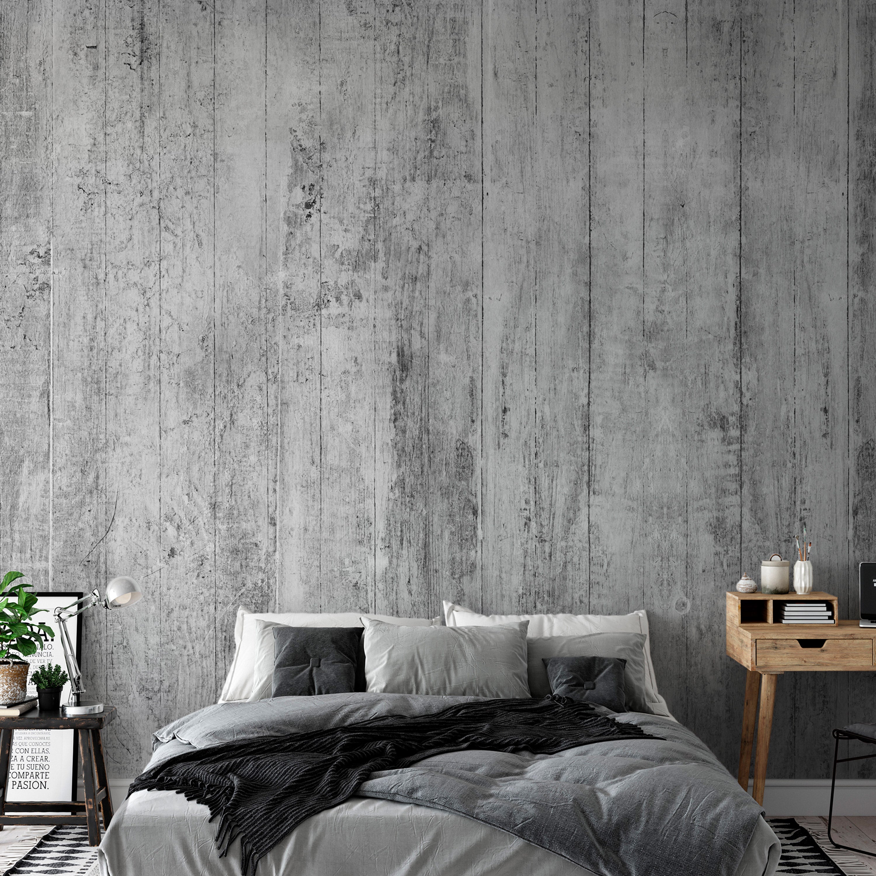 Wall Mural Rustic Textures - Black & White (400x280)