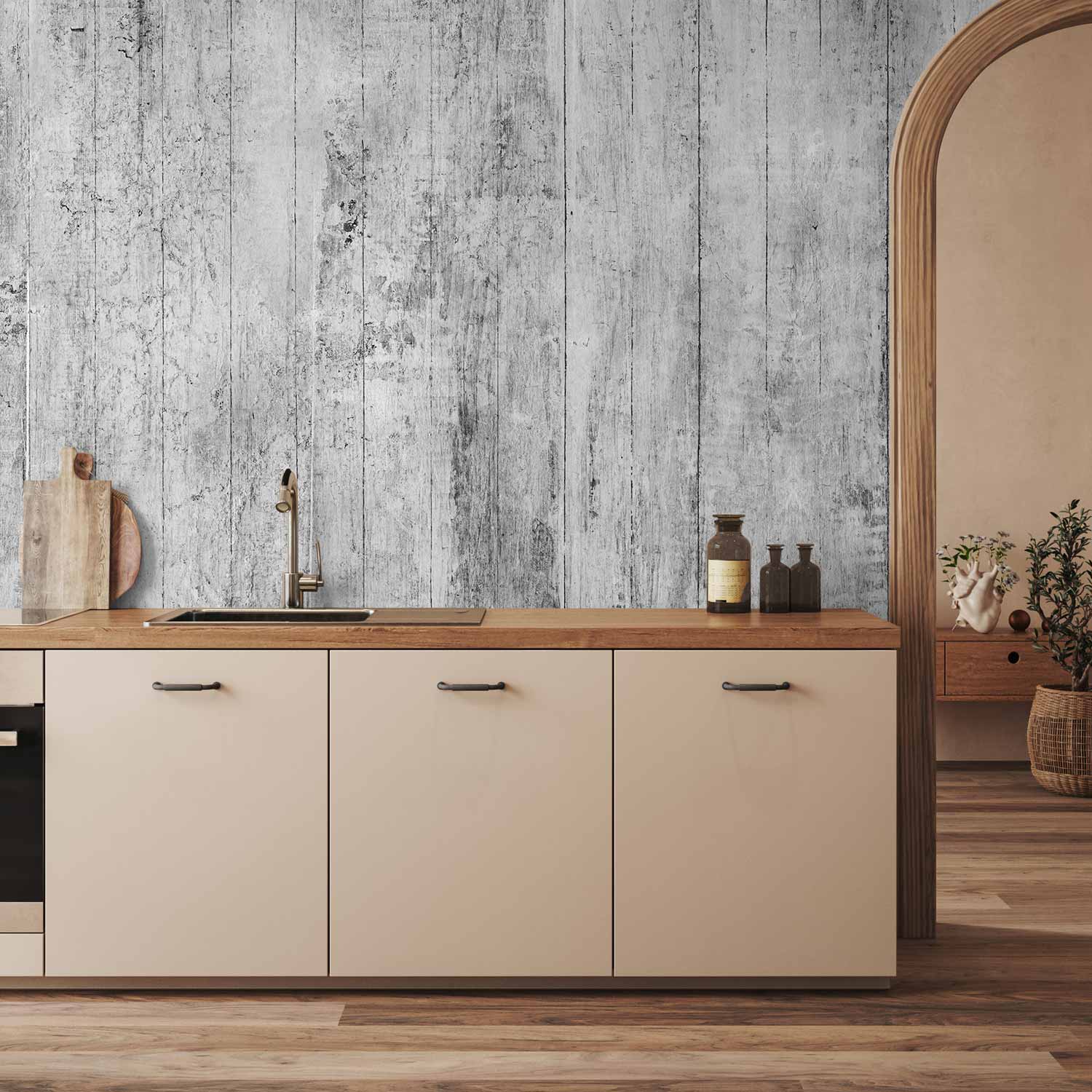 Wall Mural Rustic Textures - Black & White (400x280)