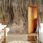 Dry Leaves Tall Grass Boho Wall Mural