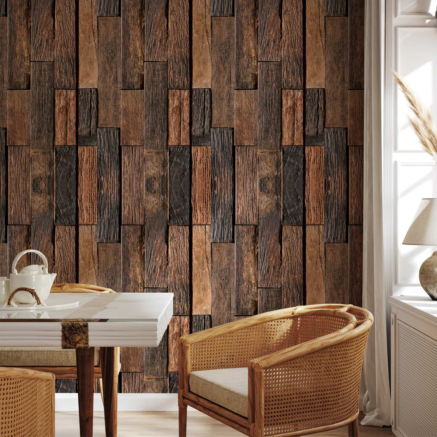 Colonial Wood Boards Rustic Wallpaper