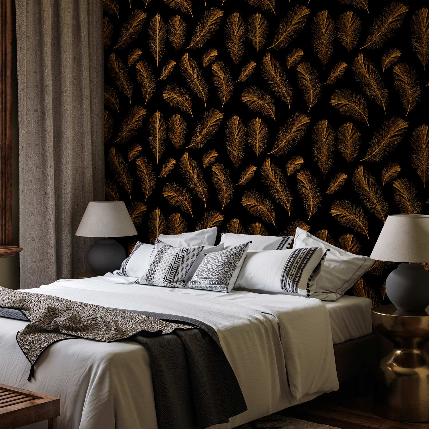 Golden Nature Pattern Wallpaper