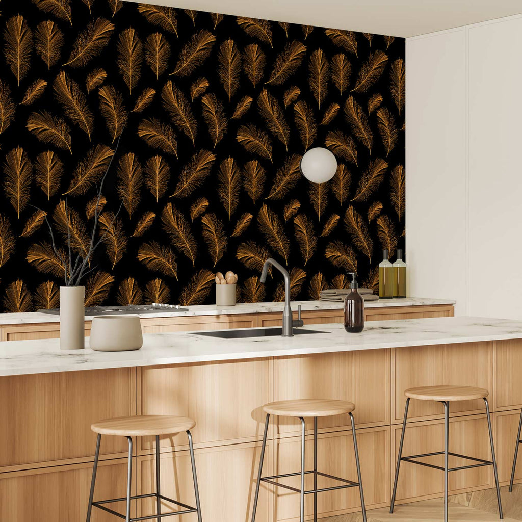 Golden Nature Pattern Wallpaper