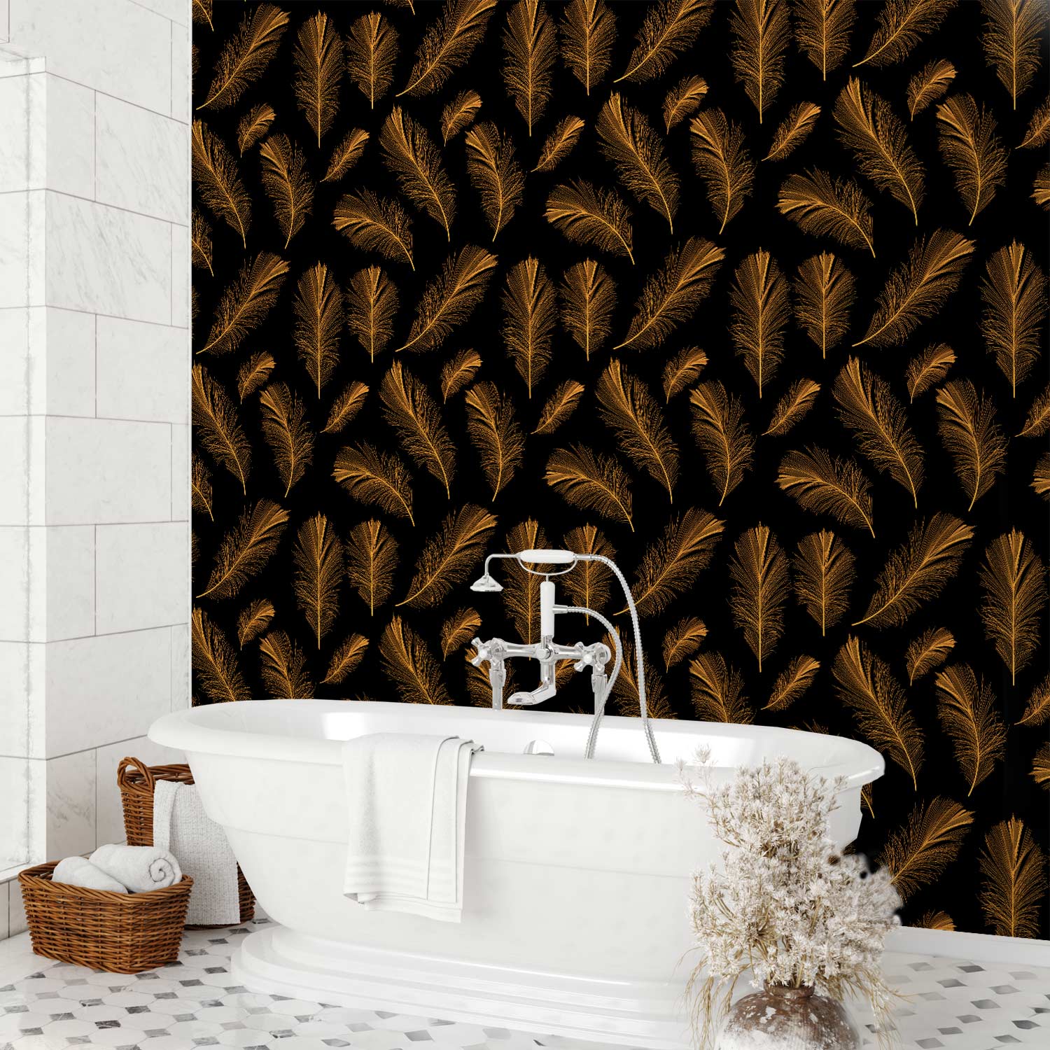 Golden Nature Pattern Wallpaper