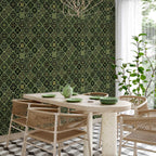 Olive Mosaic Abstract Pattern Wallpaper