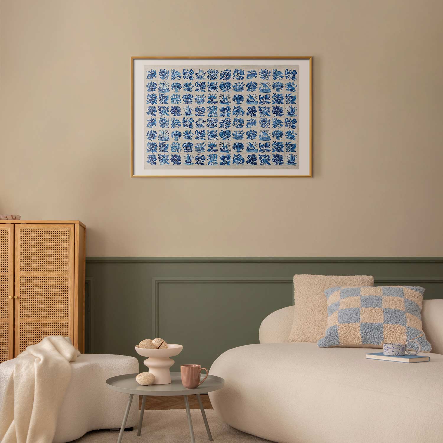 Portuguese Azulejos Tile Pattern Blue Poster