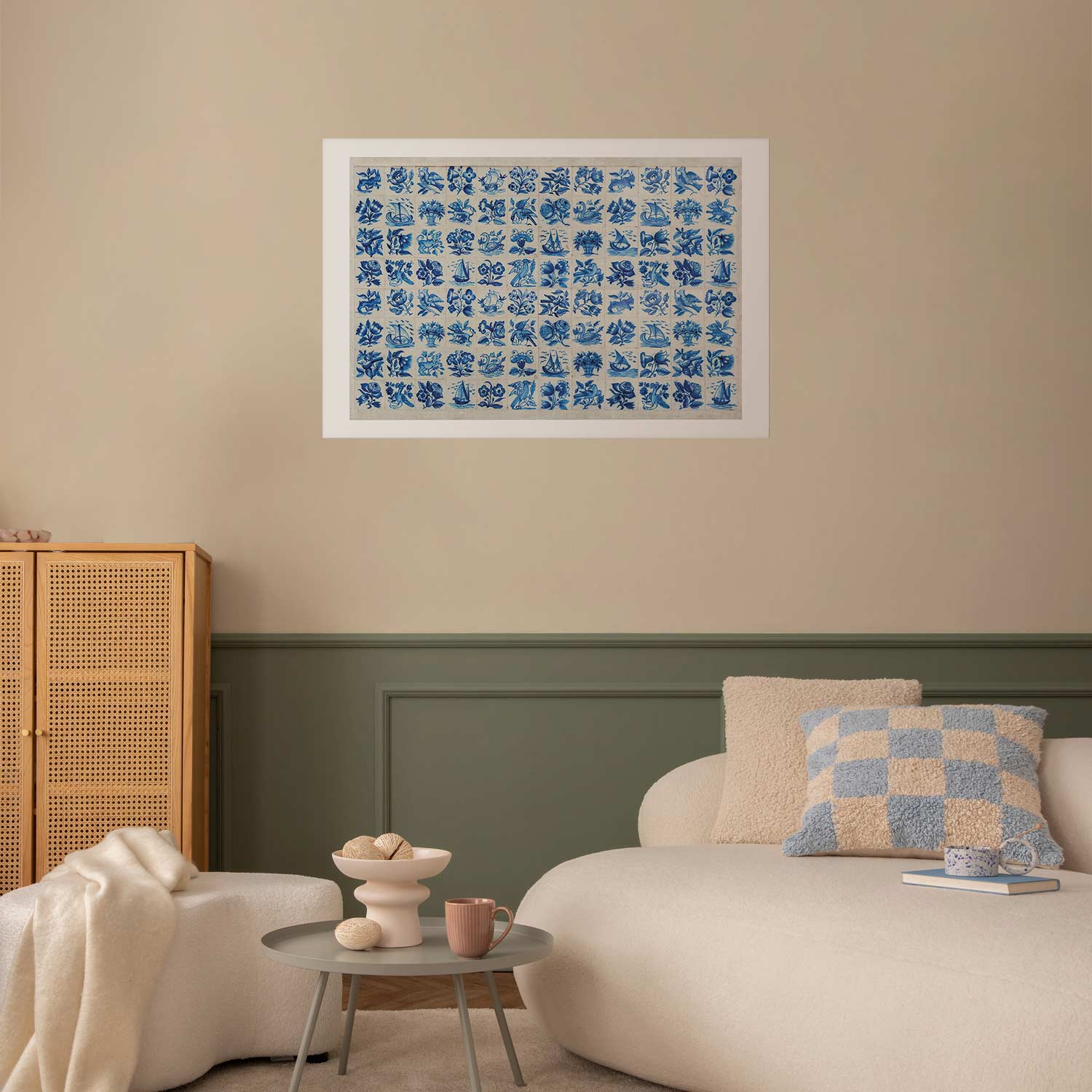 Portuguese Azulejos Tile Pattern Blue Poster