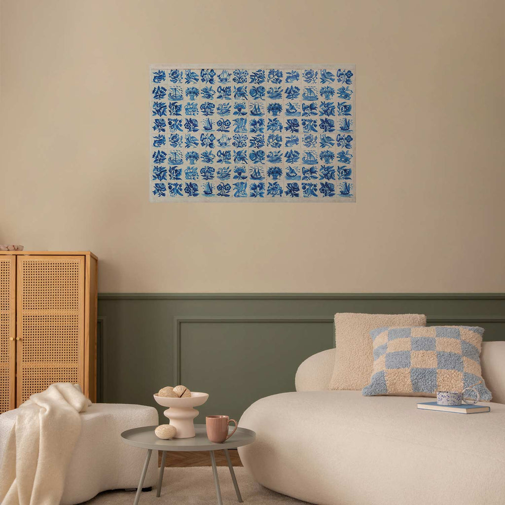 Portuguese Azulejos Tile Pattern Blue Poster