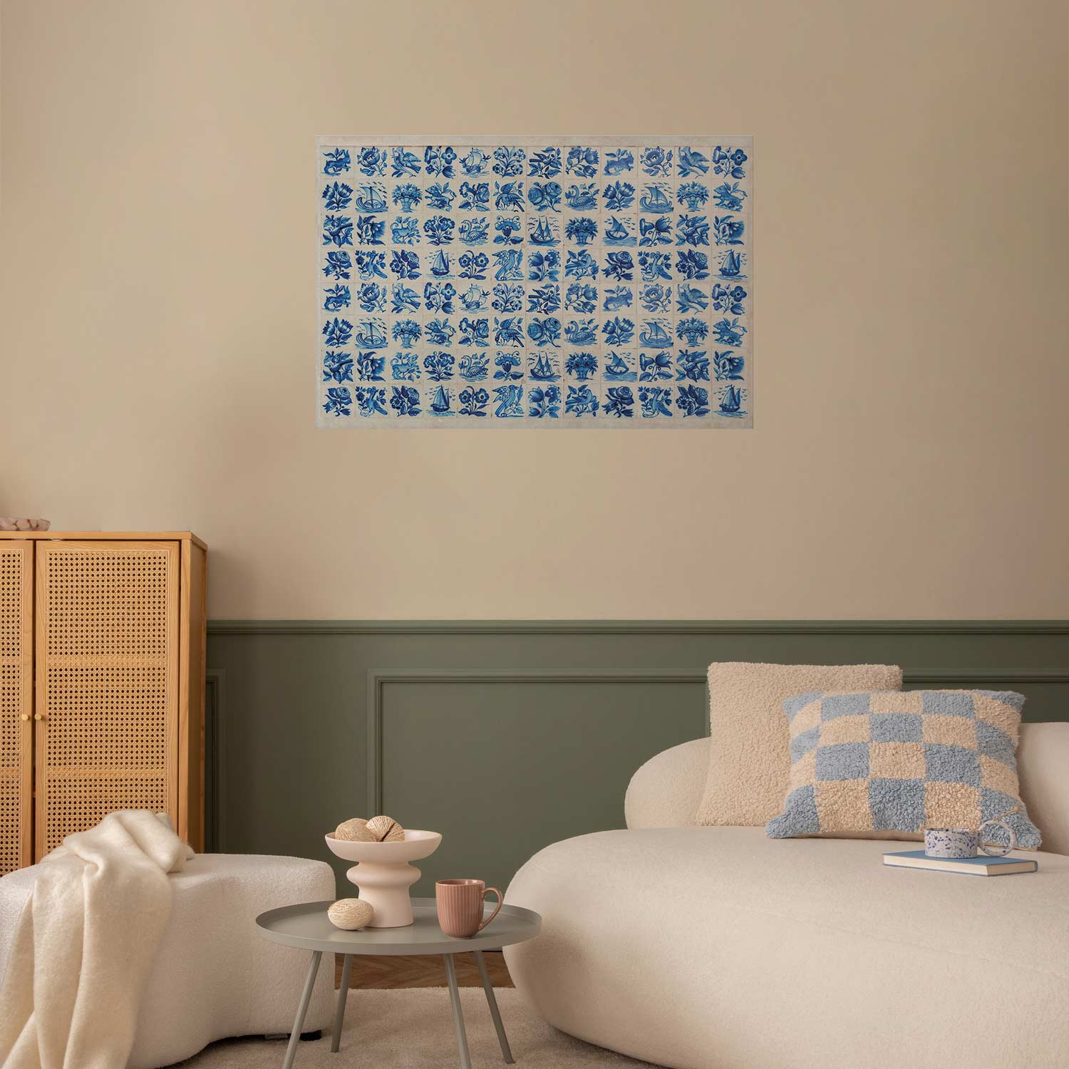 Portuguese Azulejos Tile Pattern Blue Poster