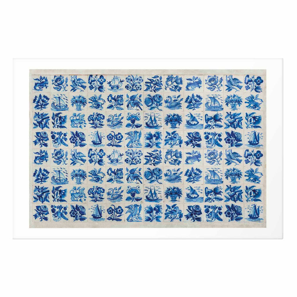 Portuguese Azulejos Tile Pattern Blue Poster