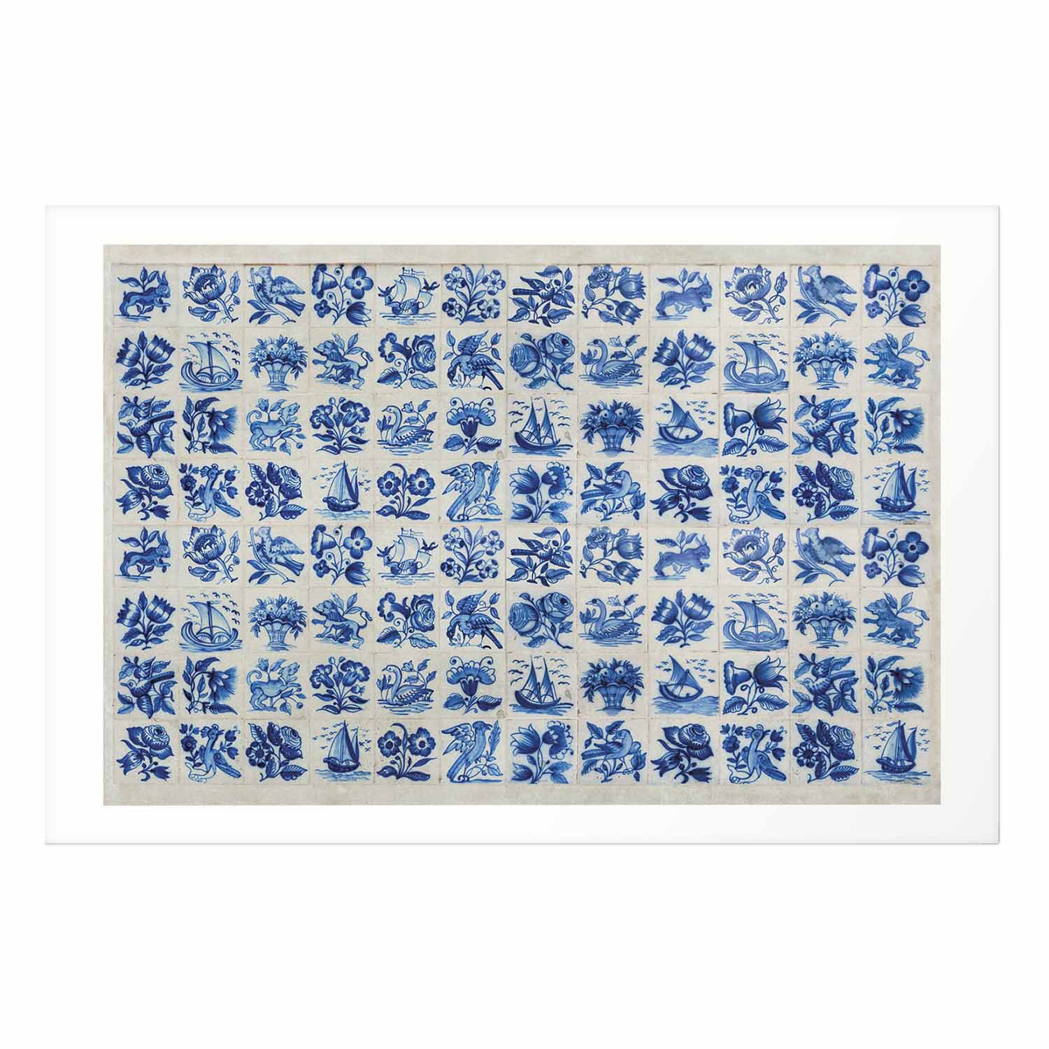 Portuguese Azulejos Tile Pattern Blue Poster