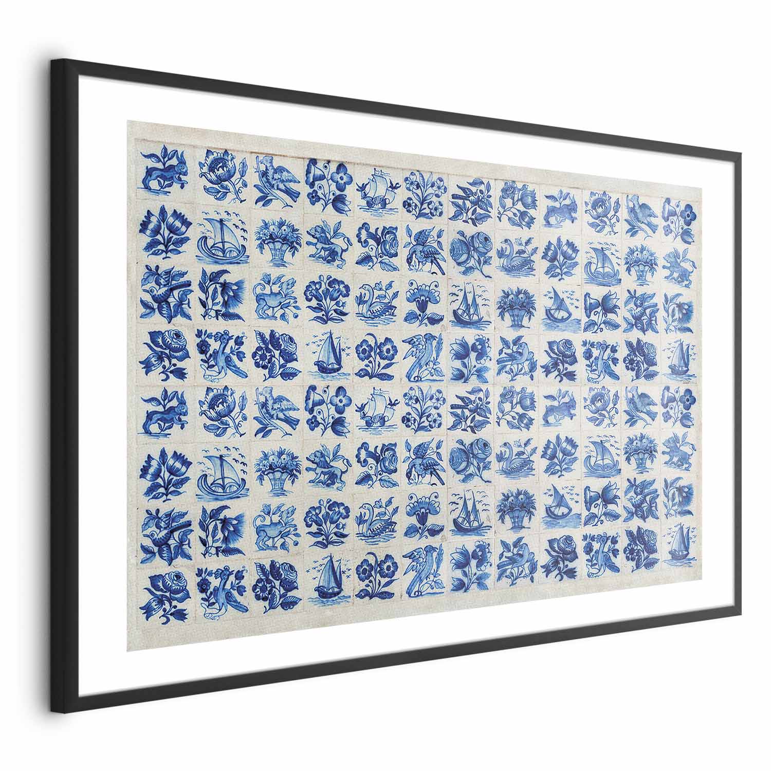 Portuguese Azulejos Tile Pattern Blue Poster