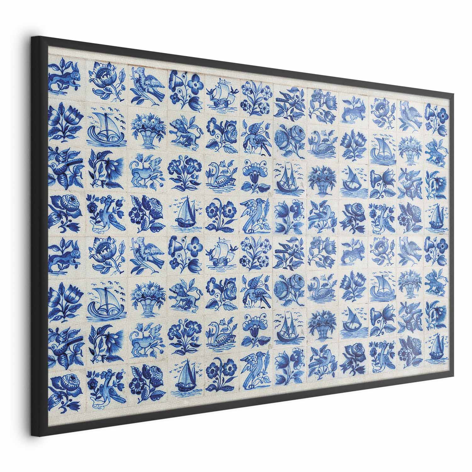 Portuguese Azulejos Tile Pattern Blue Poster