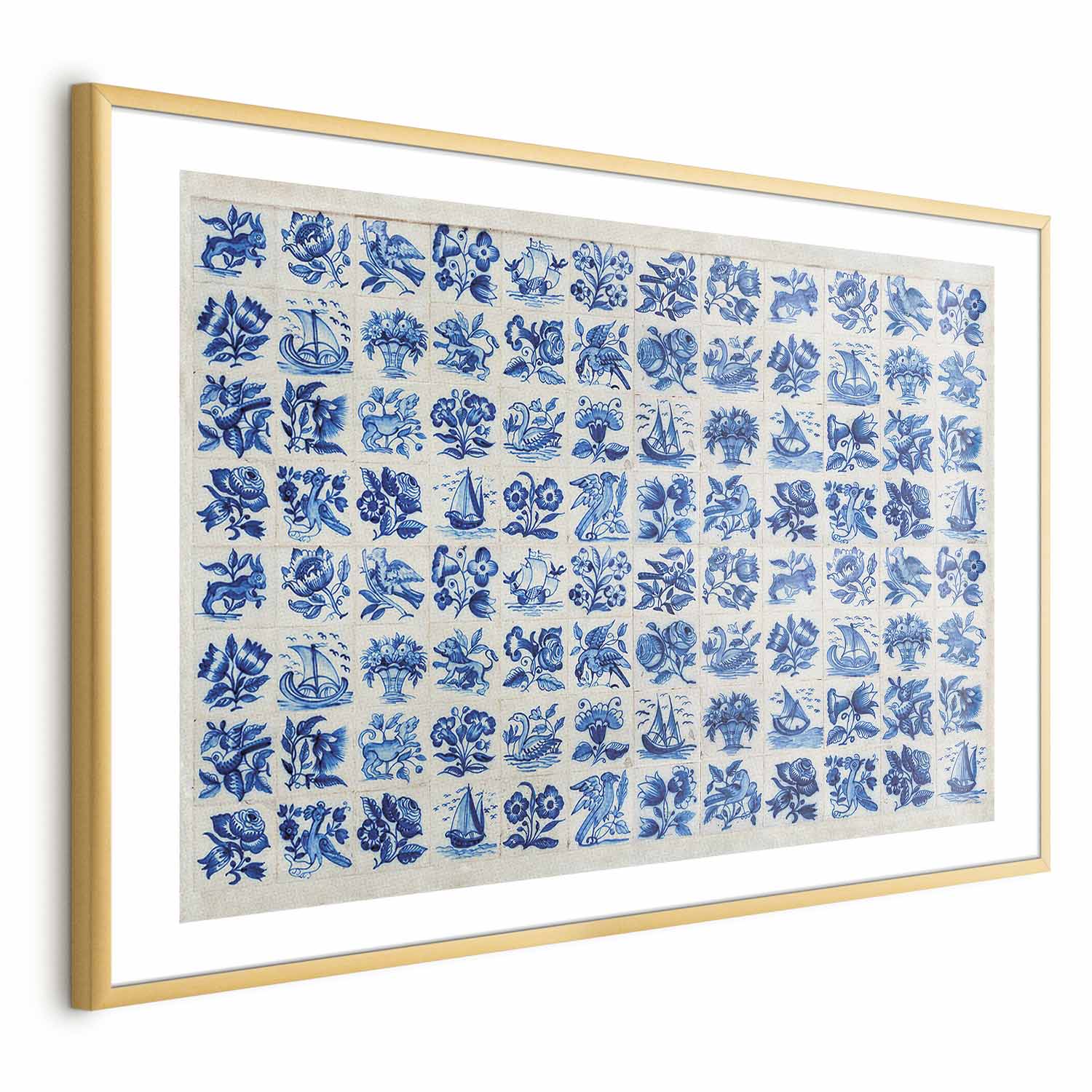 Portuguese Azulejos Tile Pattern Blue Poster