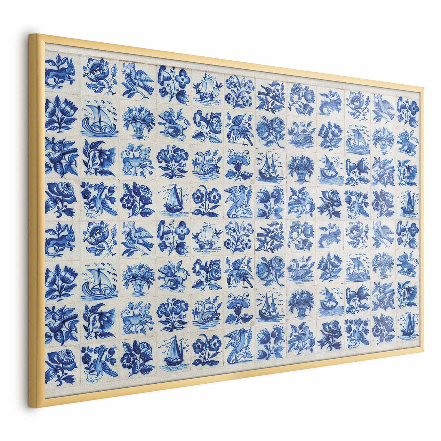 Portuguese Azulejos Tile Pattern Blue Poster