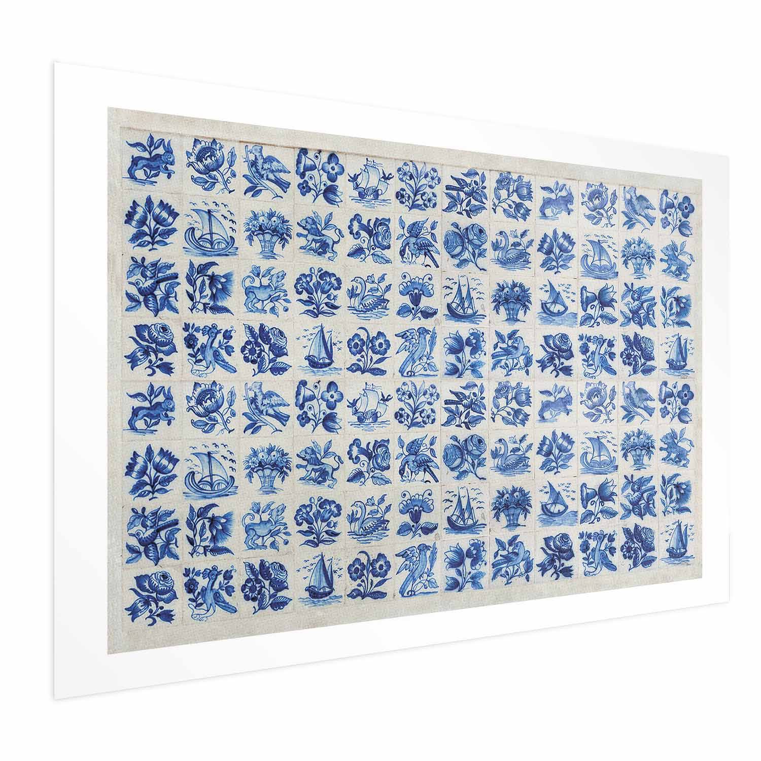 Portuguese Azulejos Tile Pattern Blue Poster