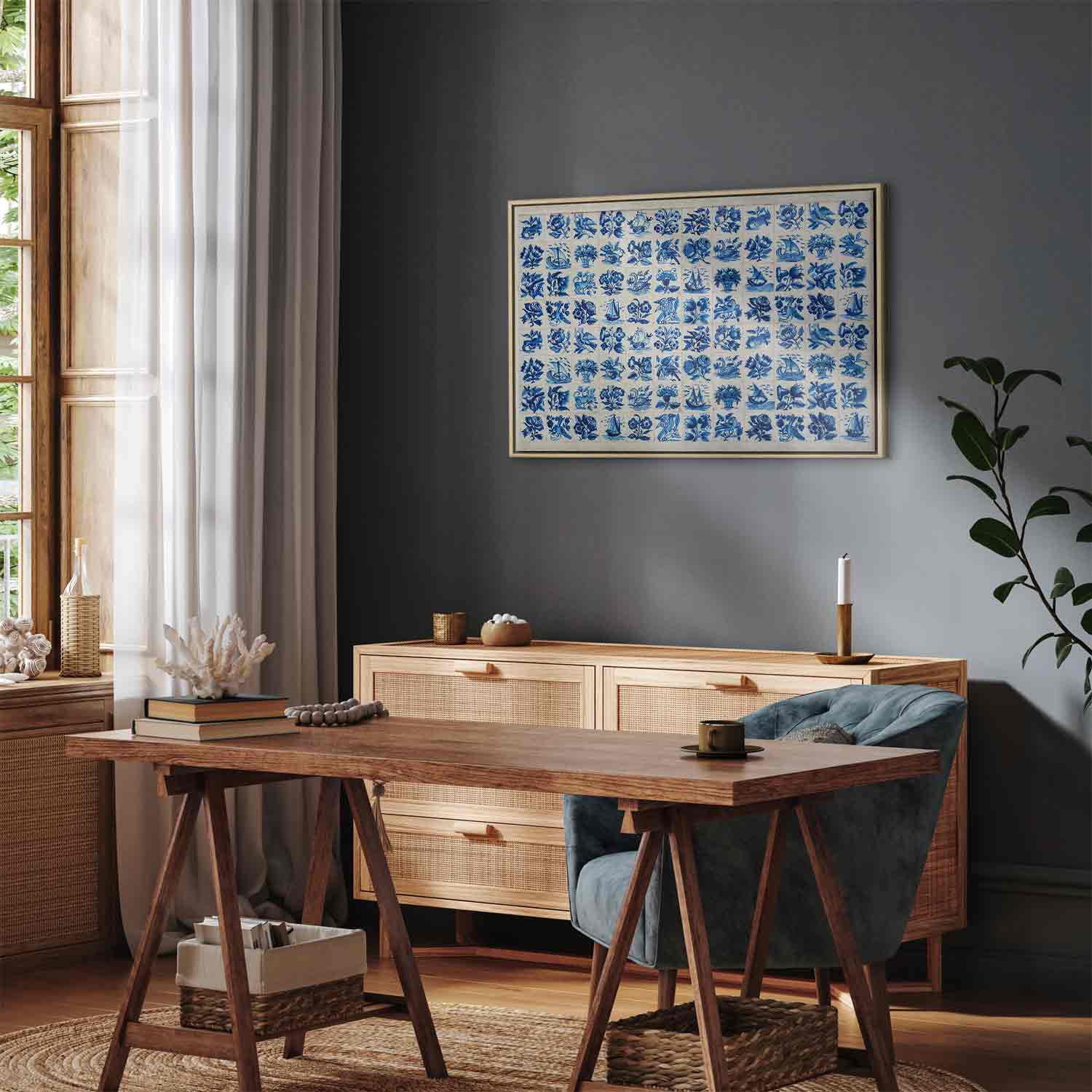 Portuguese Azulejos Tile Pattern Traditional Canvas Print