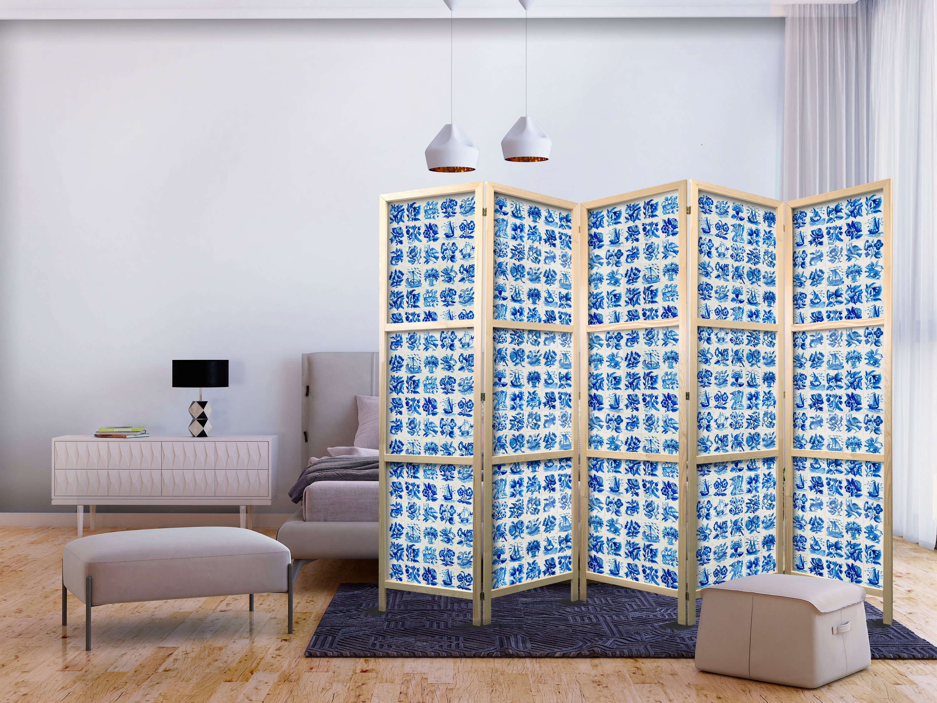 Japanese Room Divider - Abstract 5-Panel