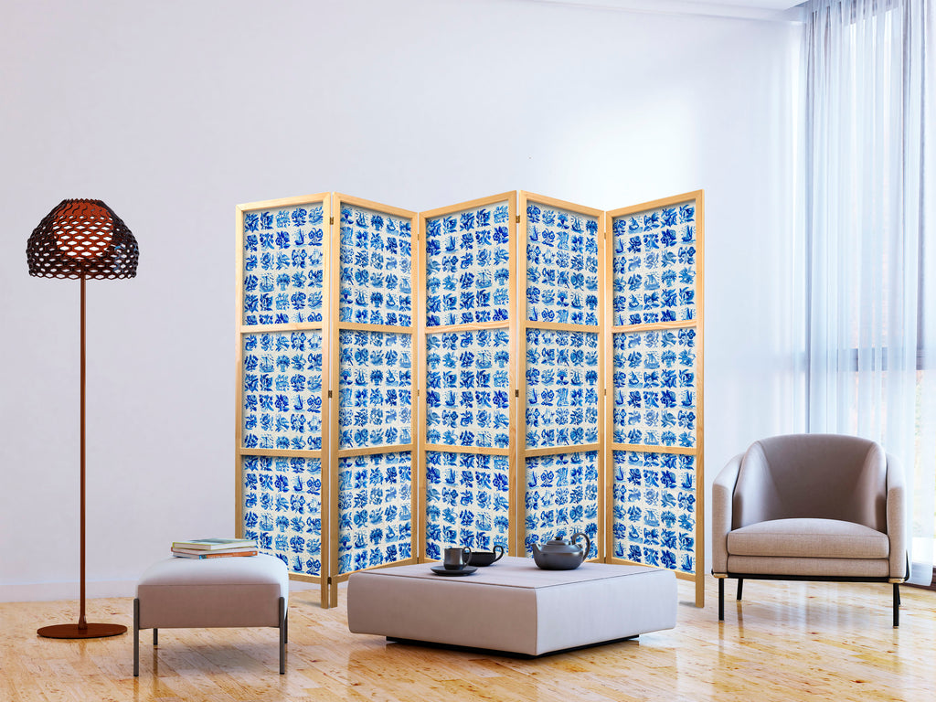 Japanese Room Divider - Abstract 5-Panel