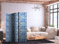 Portuguese Blue Azulejo Tiles Pattern 3-Panel Room Divider