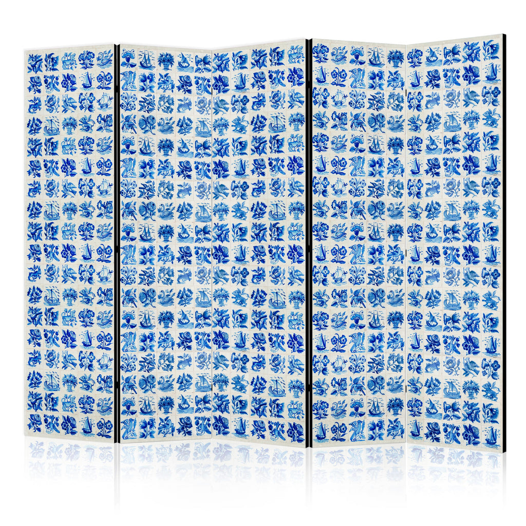 Room Divider with Ceramic Tiles in Traditional Portuguese Blue Azulejos