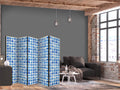Portuguese Blue Azulejo Tile Pattern 5-Panel Room Divider
