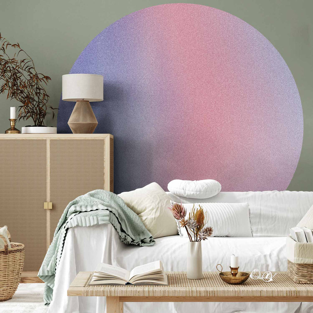Rainbow Gradient Mist Abstract Round Wall Mural