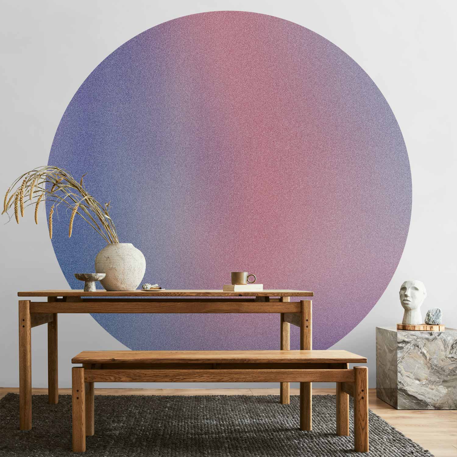 Rainbow Gradient Mist Abstract Round Wall Mural