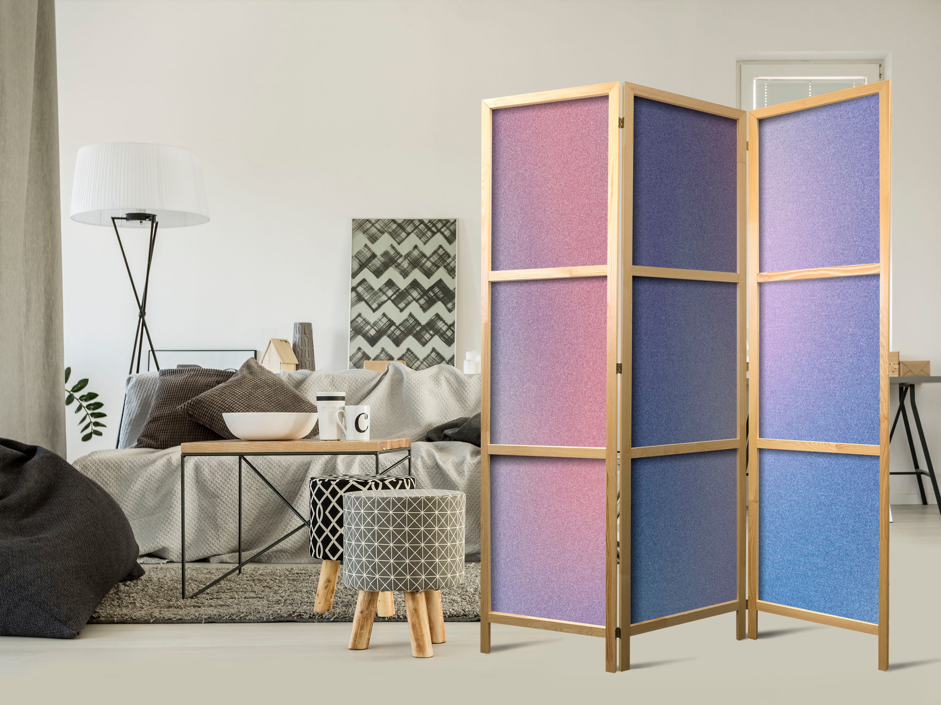 Japanese Room Divider Rainbow Gradient 3-Panel