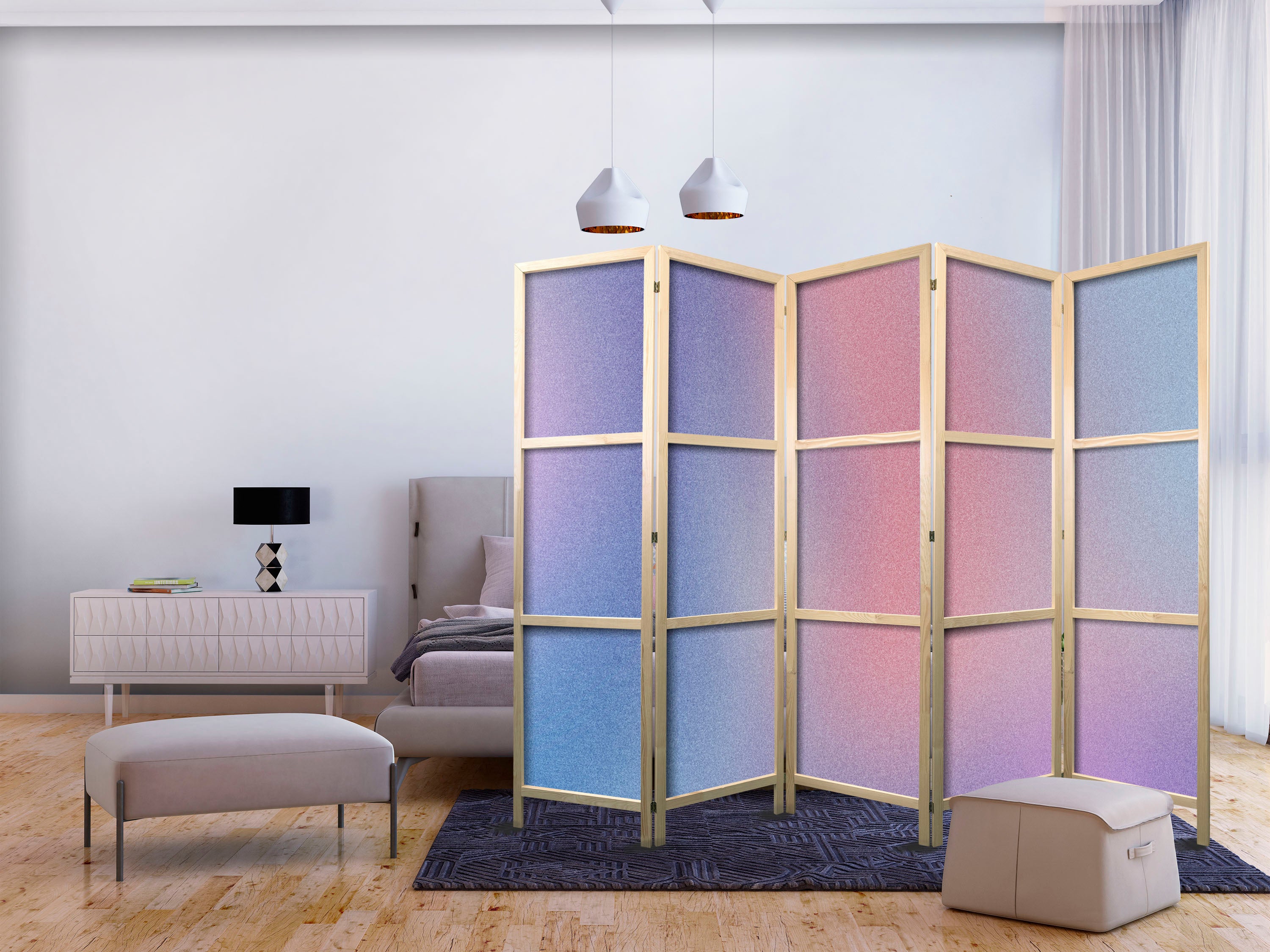 Room Divider 5-Panel Rainbow Gradient – Multicolor Mist