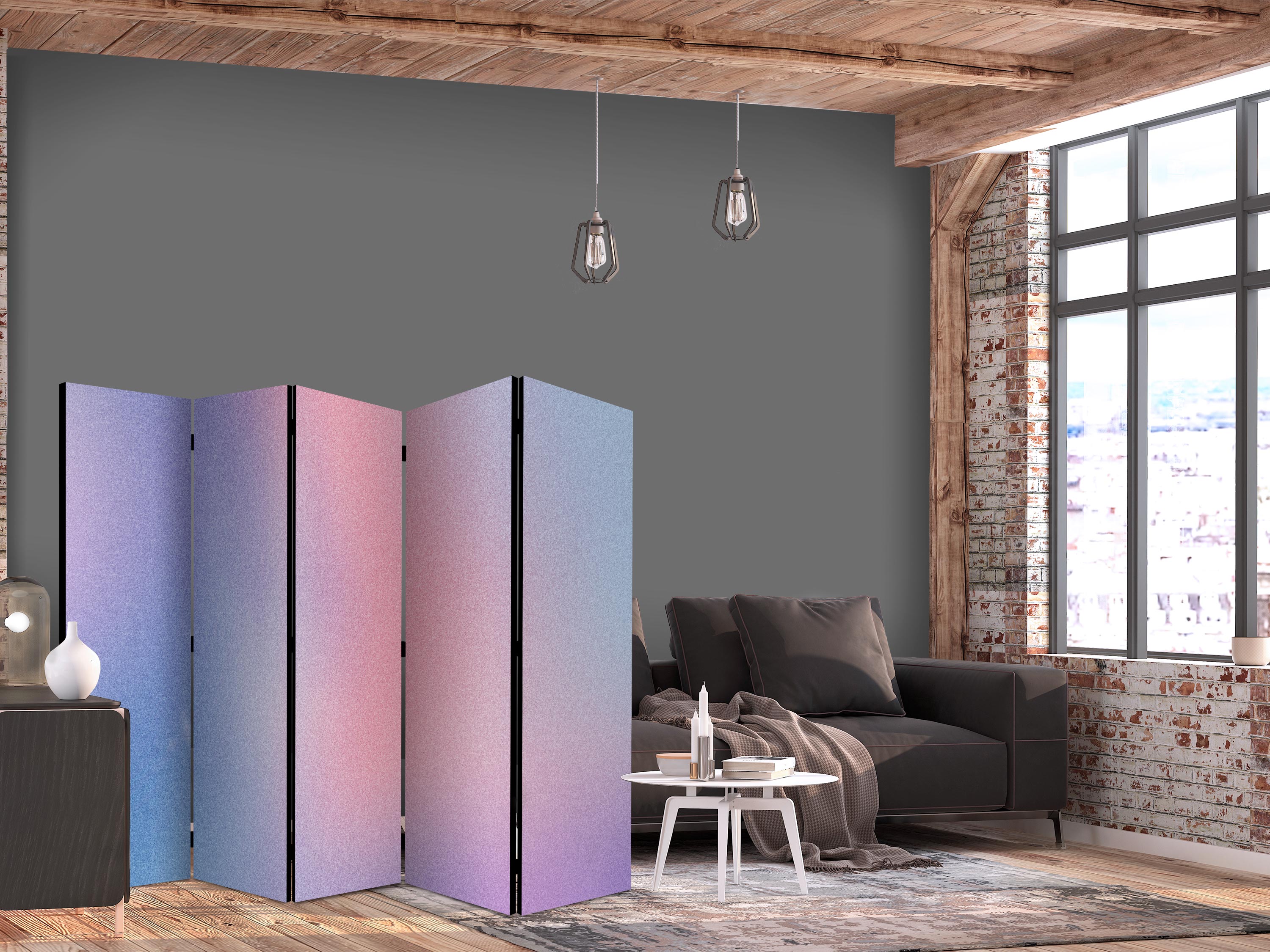 Room Divider Rainbow Gradient Multicolored Mist